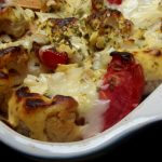 Tárkonyos gyümölcsmártás zabkorpás morzsával